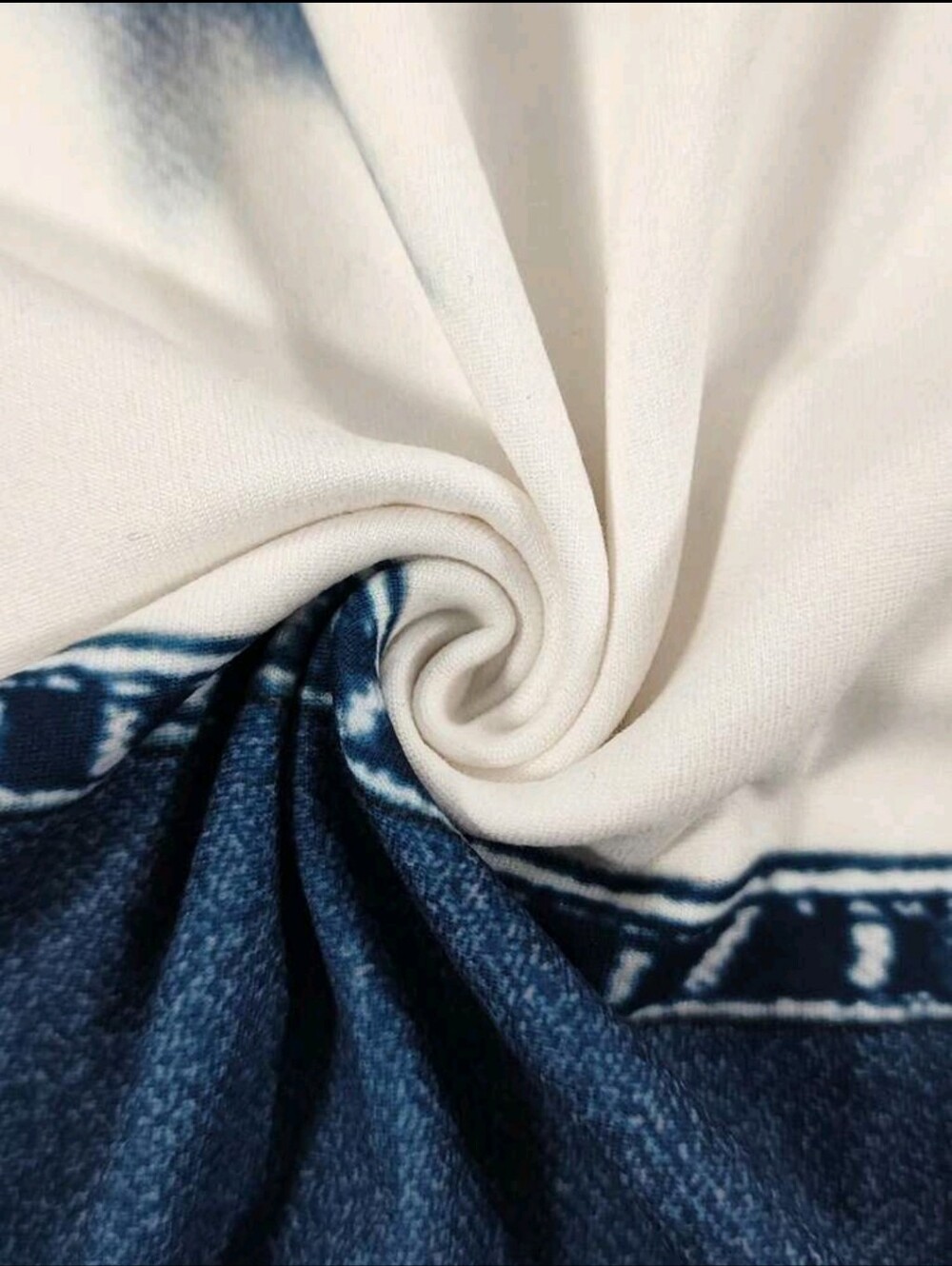 Patchwork Tie-Dye Panel Tshirt Dress in Navy & Cream - Picture 3 of 10
